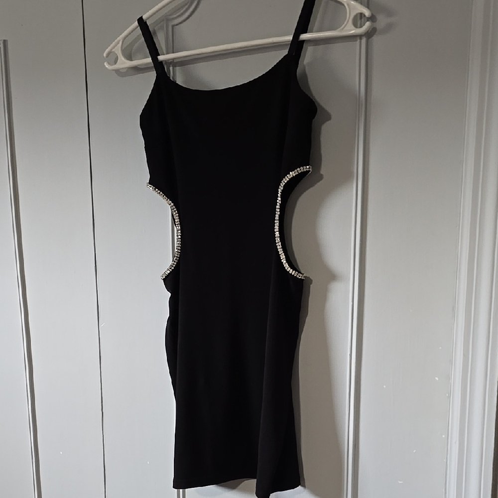 Elegant Black Dress with Rhinestone Accents